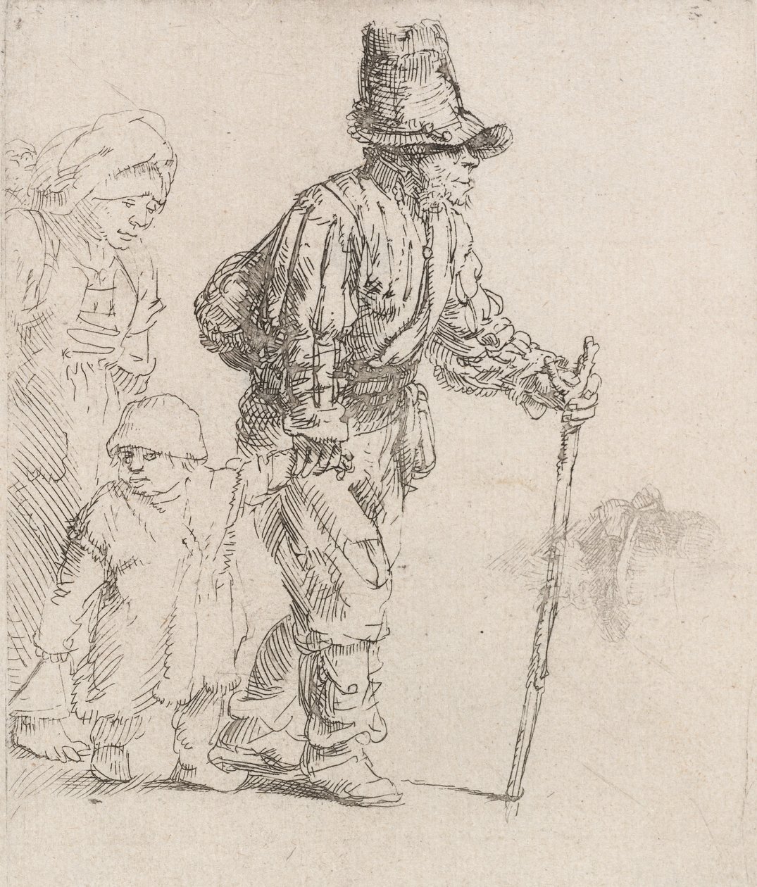 Família Camponesa no Vagabundo, c. 1652. de Rembrandt van Rijn