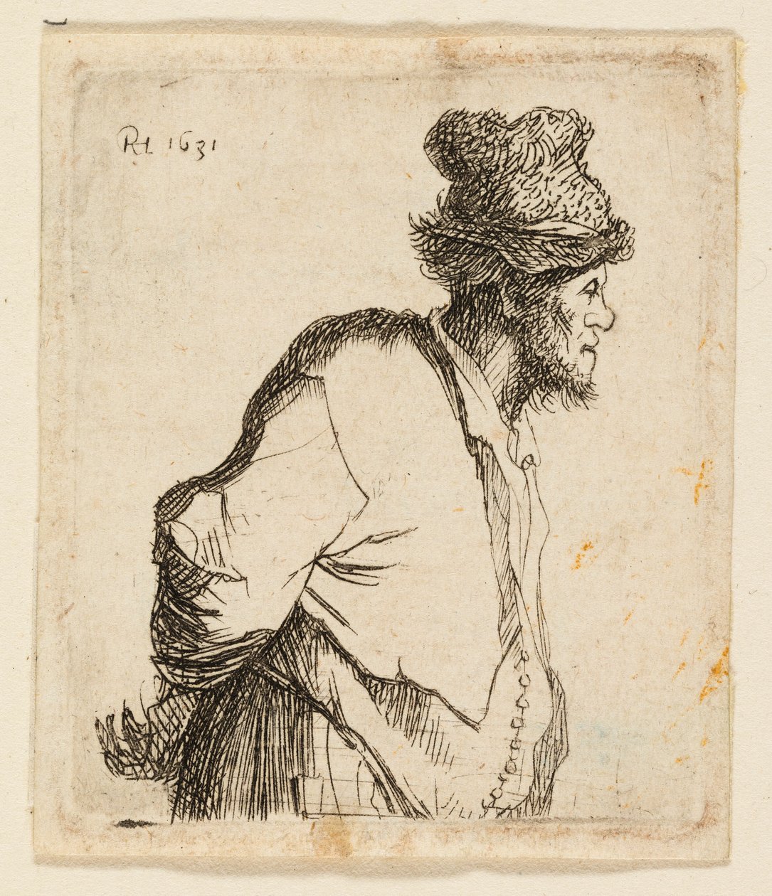 Camponês com as mãos atrás das costas de Rembrandt van Rijn