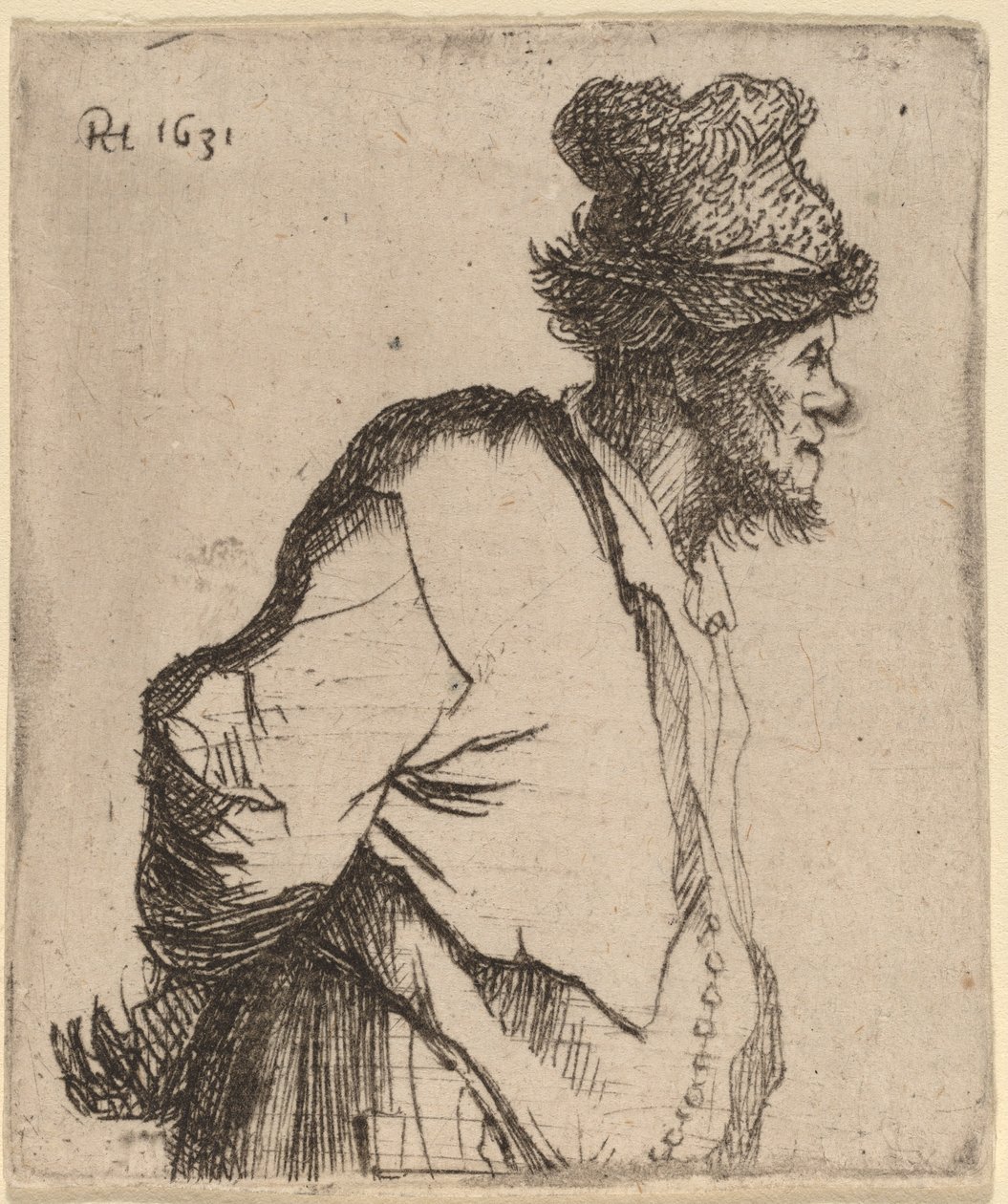 Camponês com as mãos atrás das costas de Rembrandt van Rijn