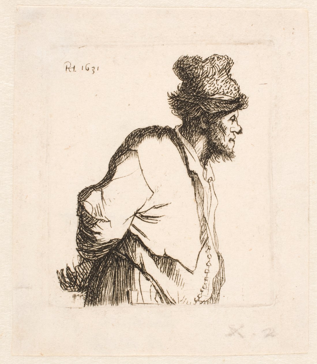 Camponês com as mãos atrás das costas de Rembrandt van Rijn
