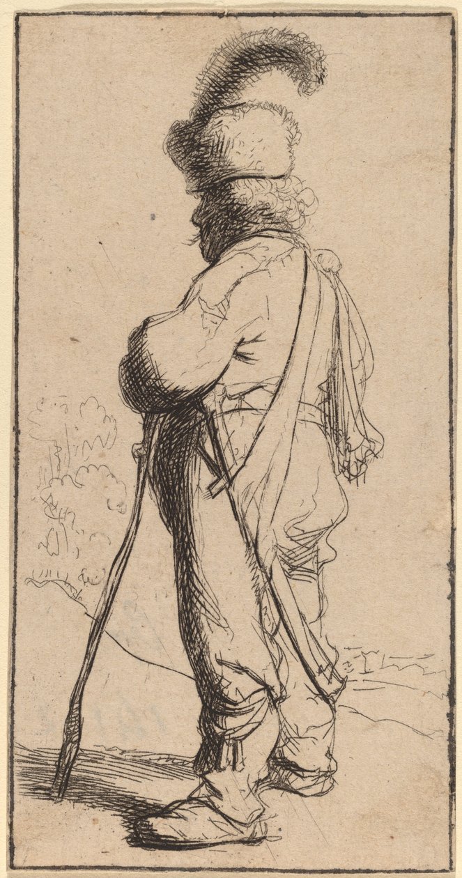 Polonês apoiado em uma vara de Rembrandt van Rijn