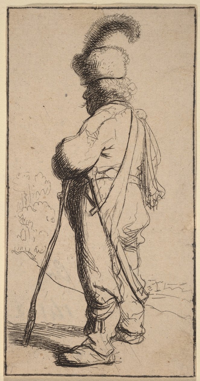 Polaco apoiado numa bengala de Rembrandt van Rijn