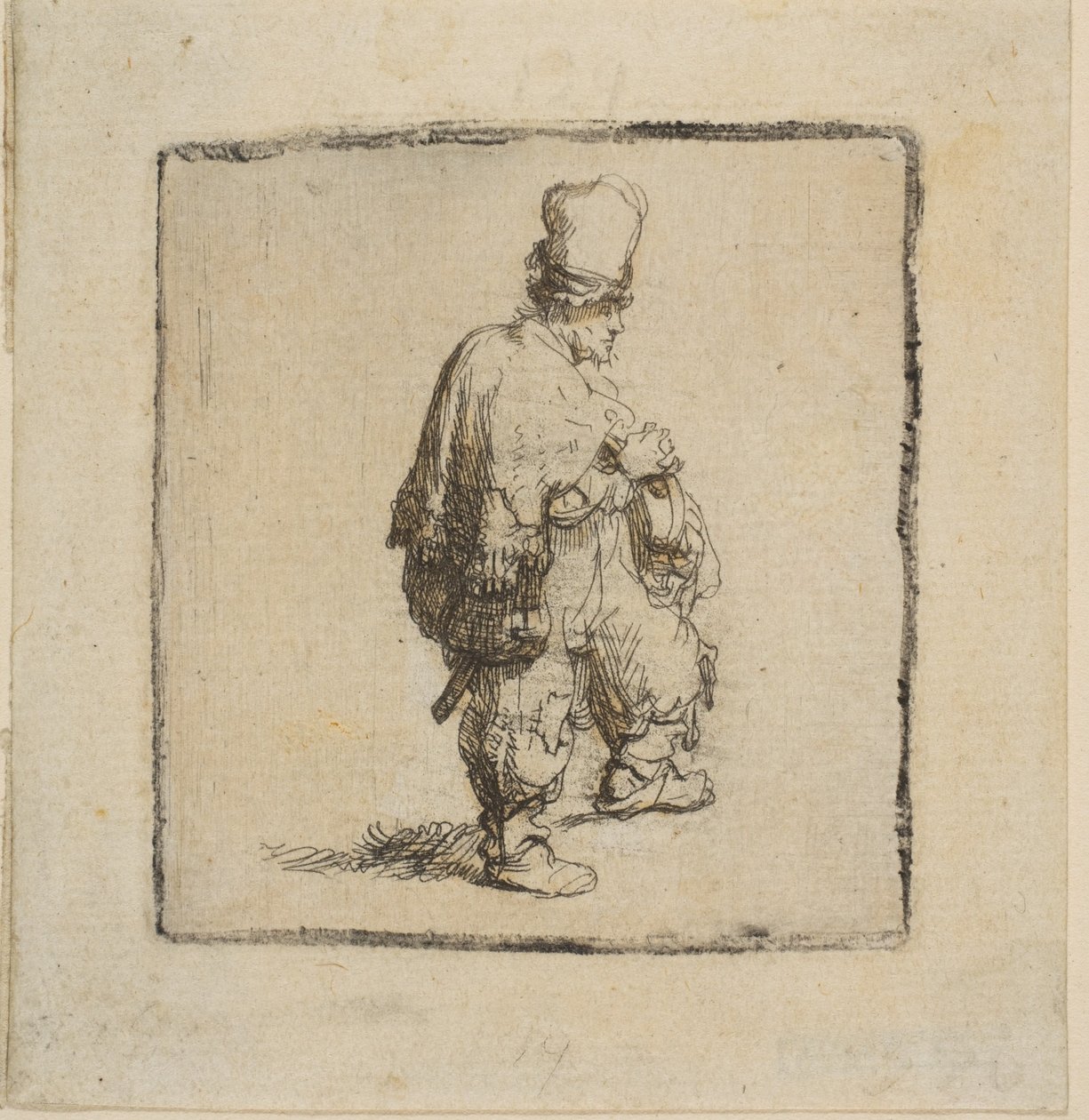 Polander de pé com os braços cruzados, 1630-40. de Rembrandt van Rijn