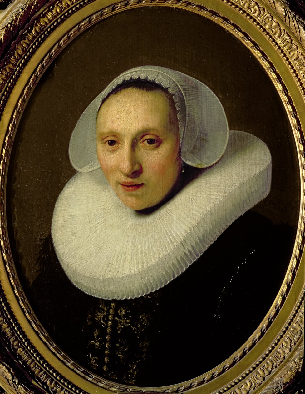Retrato de Cornelia Pronck, esposa de Albert Cuyper, aos 33 anos de idade, 1633 de Rembrandt van Rijn