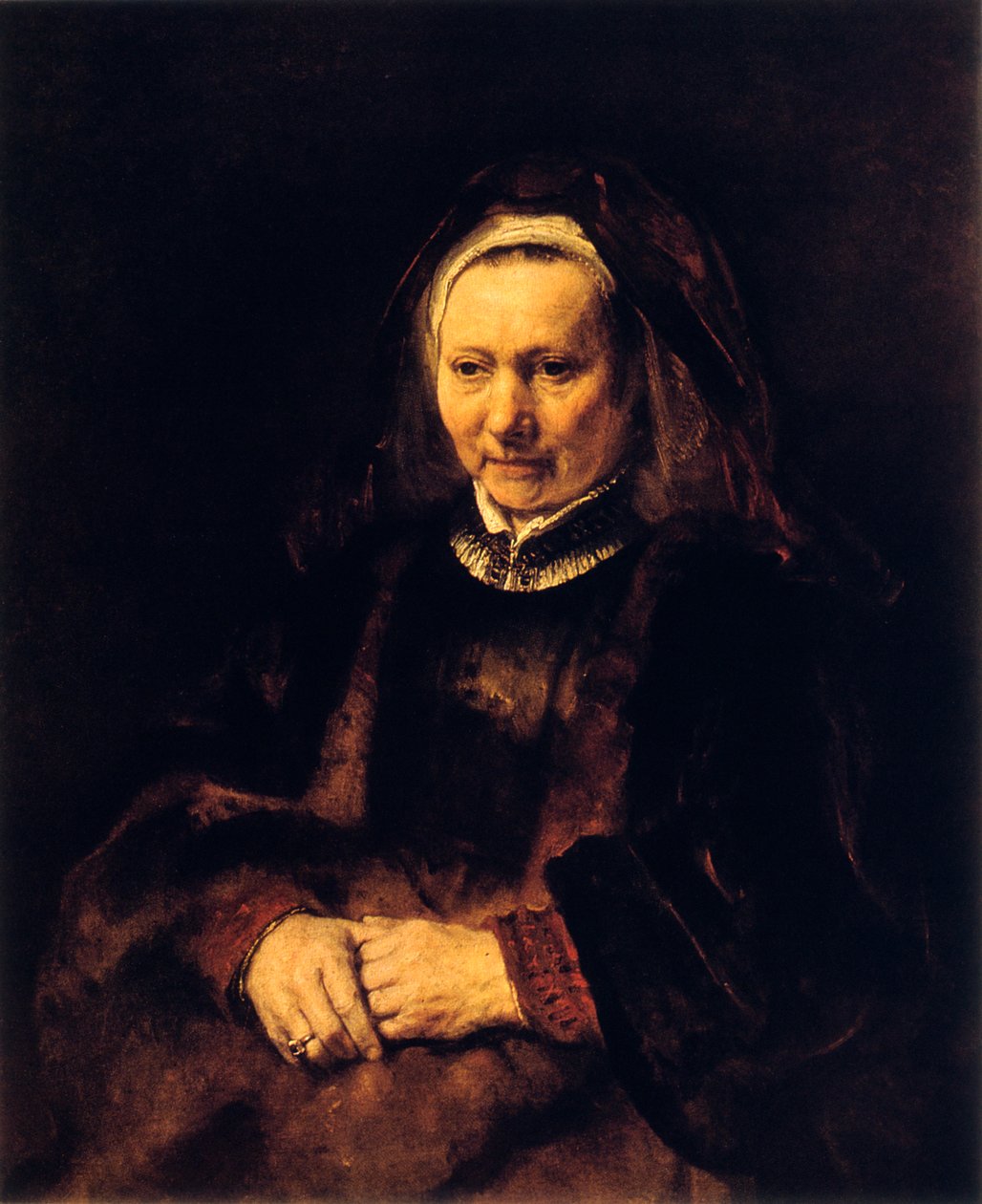 Retrato de uma mulher idosa, século XVII de Rembrandt van Rijn