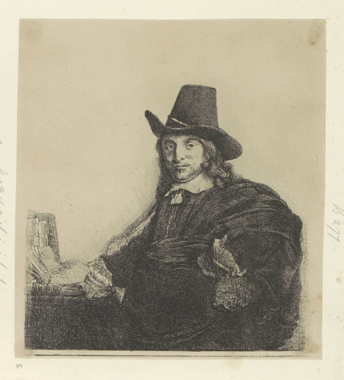 Portret van de schilder Jan Asselijn
Colecção de oitenta e cinco estampas originais (título da série) de Rembrandt van Rijn