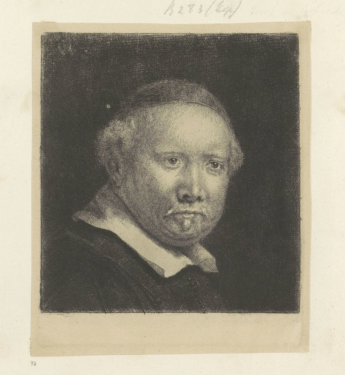 Retrato do mestre da escrita Lieven Willemsz. van Coppenol: placa grande
Recueil de quatre-vingt-cinq estampes originales (título da série) de Rembrandt van Rijn
