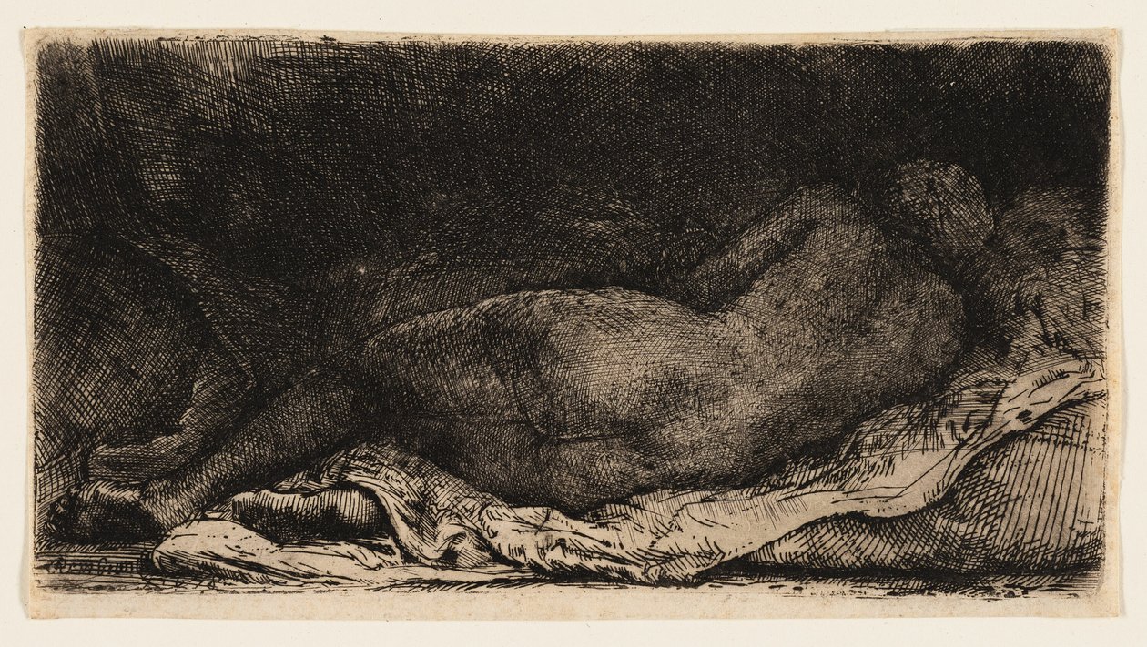 Nu feminino reclinado de Rembrandt van Rijn