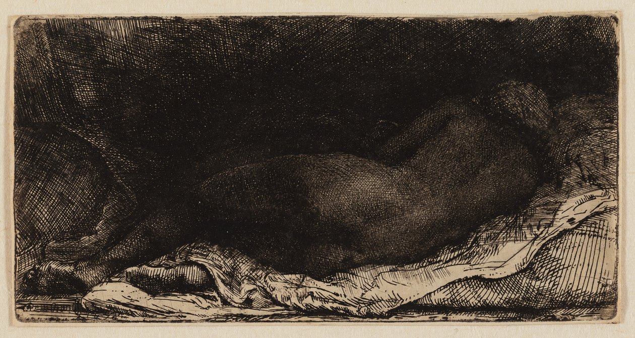 Nu feminino reclinado de Rembrandt van Rijn