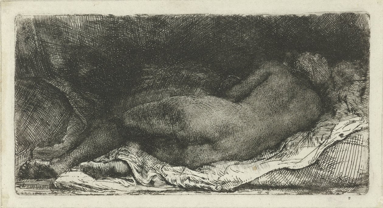 Nu feminino reclinado de Rembrandt van Rijn