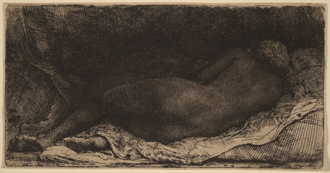 Nu feminino reclinado de Rembrandt van Rijn