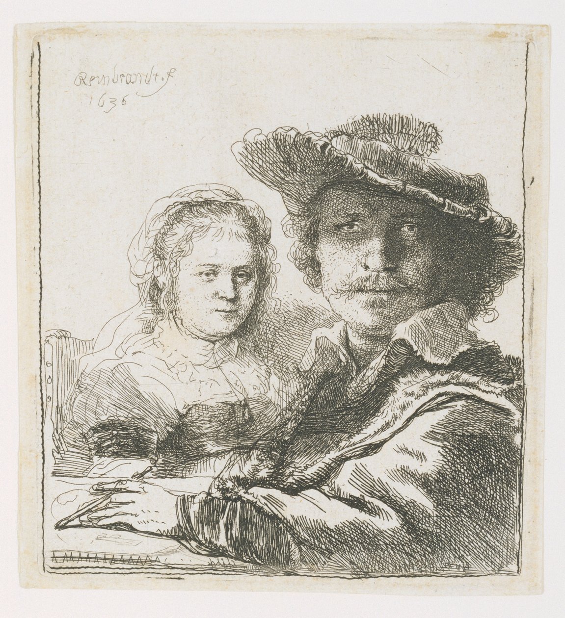Rembrandt e sua esposa Saskia, 1636 de Rembrandt van Rijn