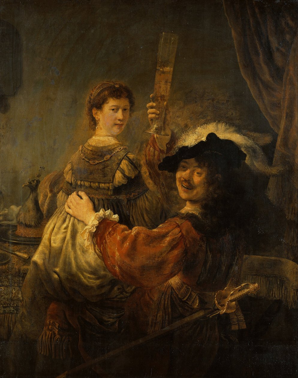 Rembrandt e Saskia na parábola do Filho Pródigo, c. 1635 de Rembrandt van Rijn