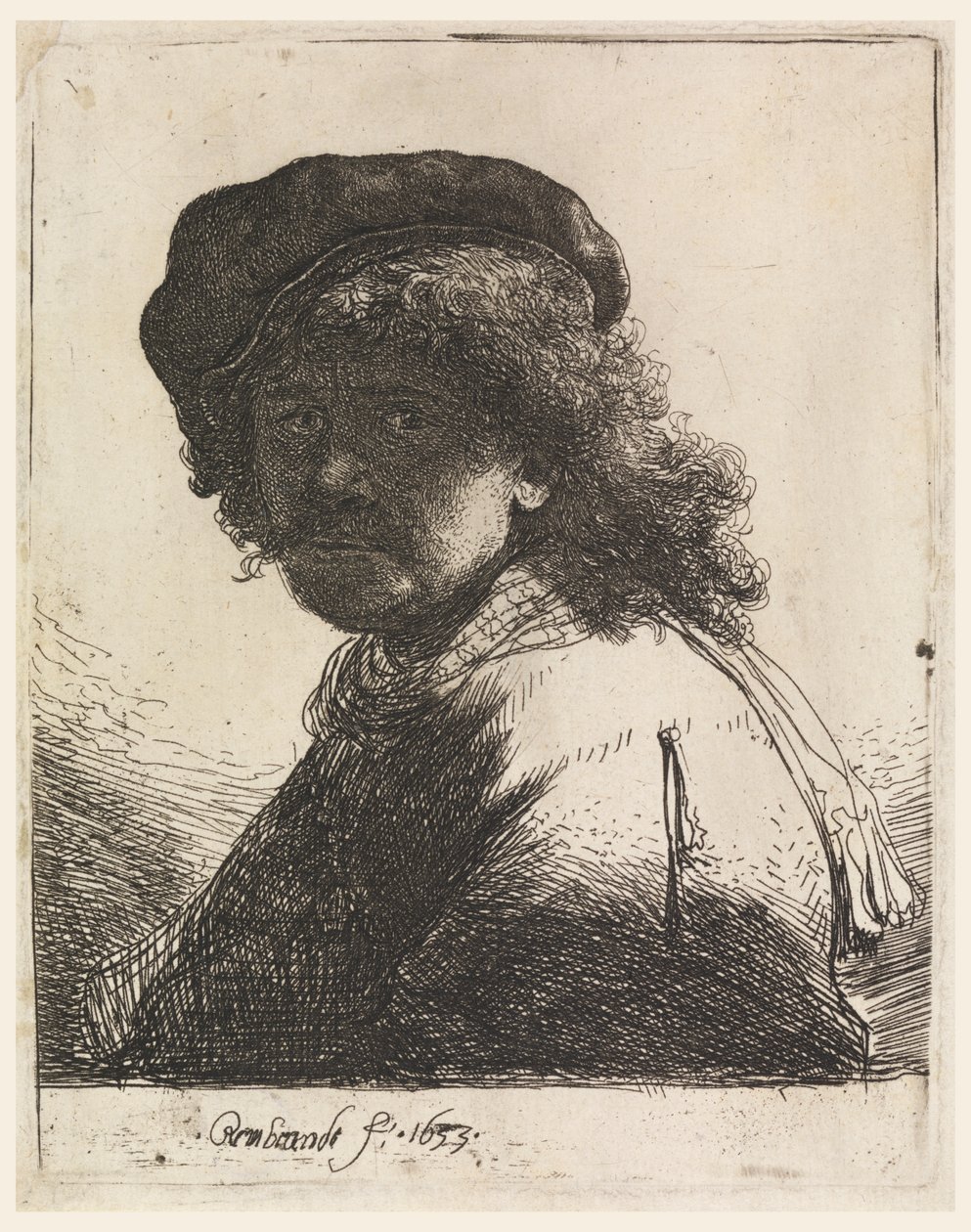 Rembrandt em Boné e Cachecol de Rembrandt van Rijn