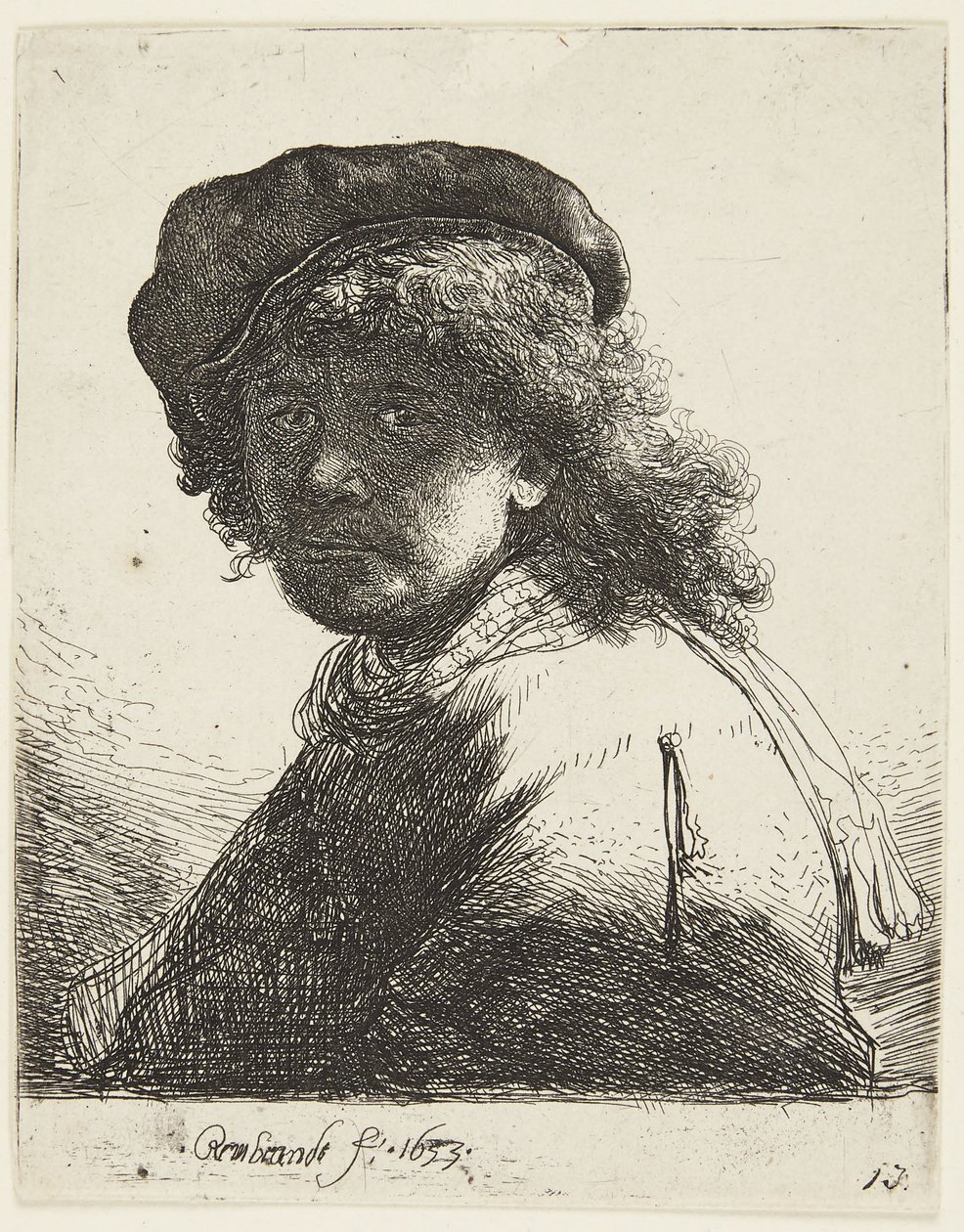 Rembrandt com gorro e cachecol de Rembrandt van Rijn