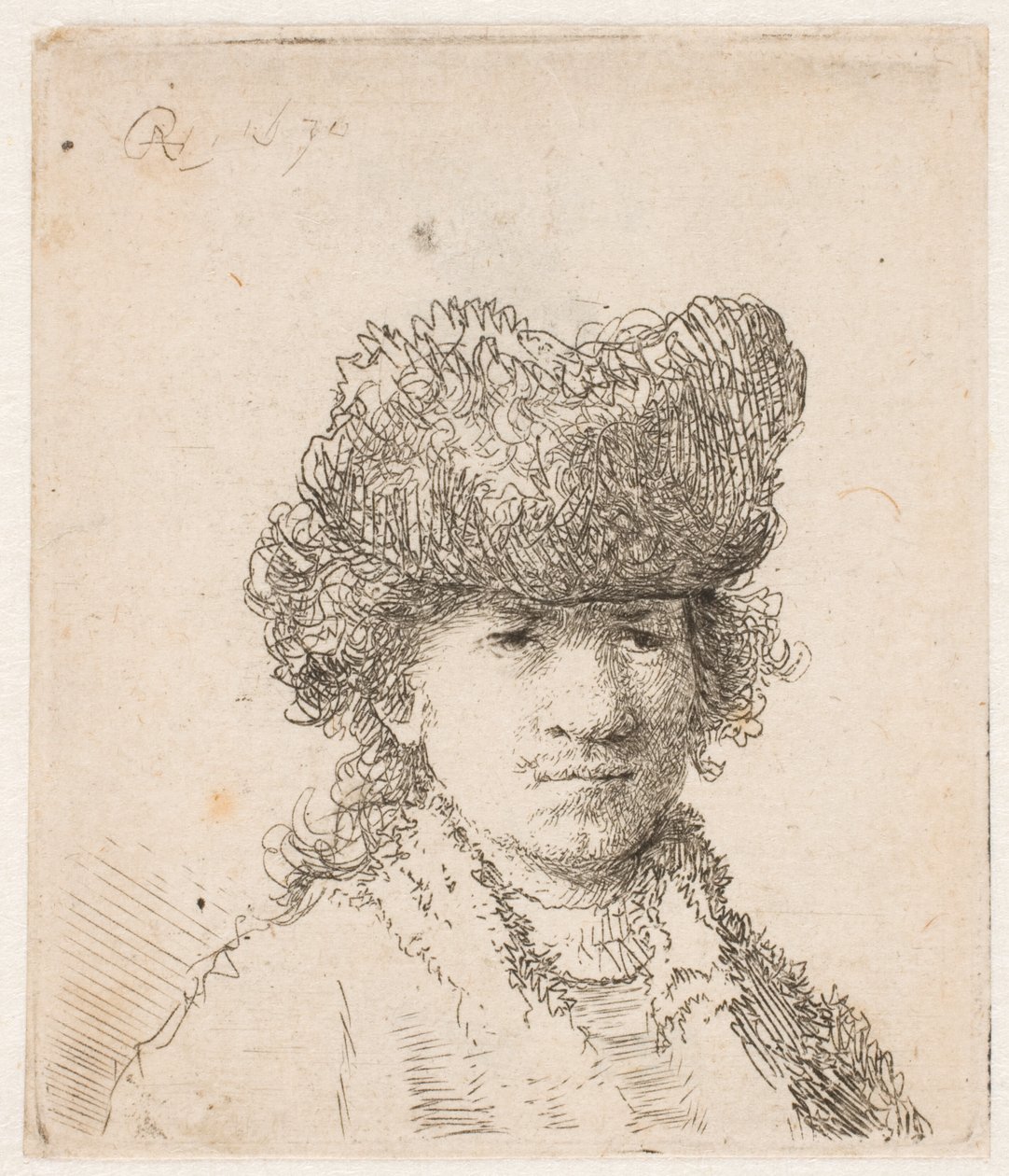 Rembrandt com um gorro de pele: a luz do vestido: busto de Rembrandt van Rijn