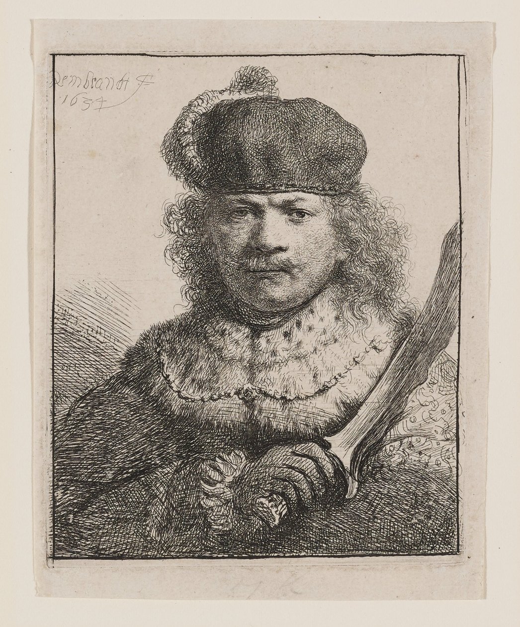 Rembrandt com o sabre erguido de Rembrandt van Rijn