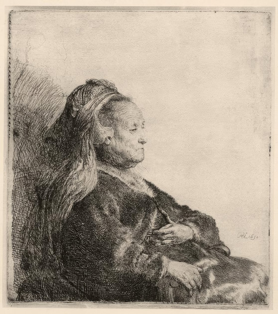 Mãe de Rembrandt, em bandagem oriental de Rembrandt van Rijn