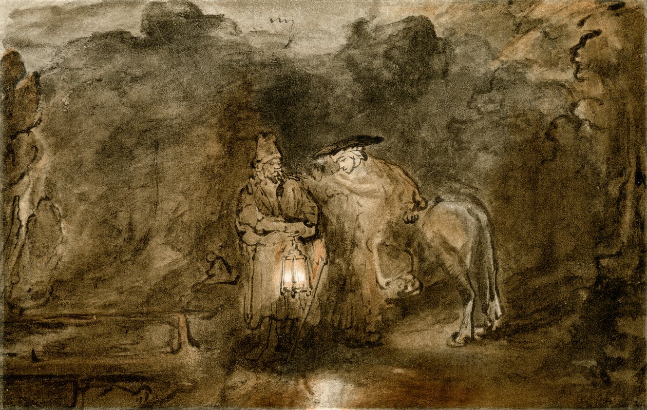Descanse na fuga para o Egito de Rembrandt van Rijn