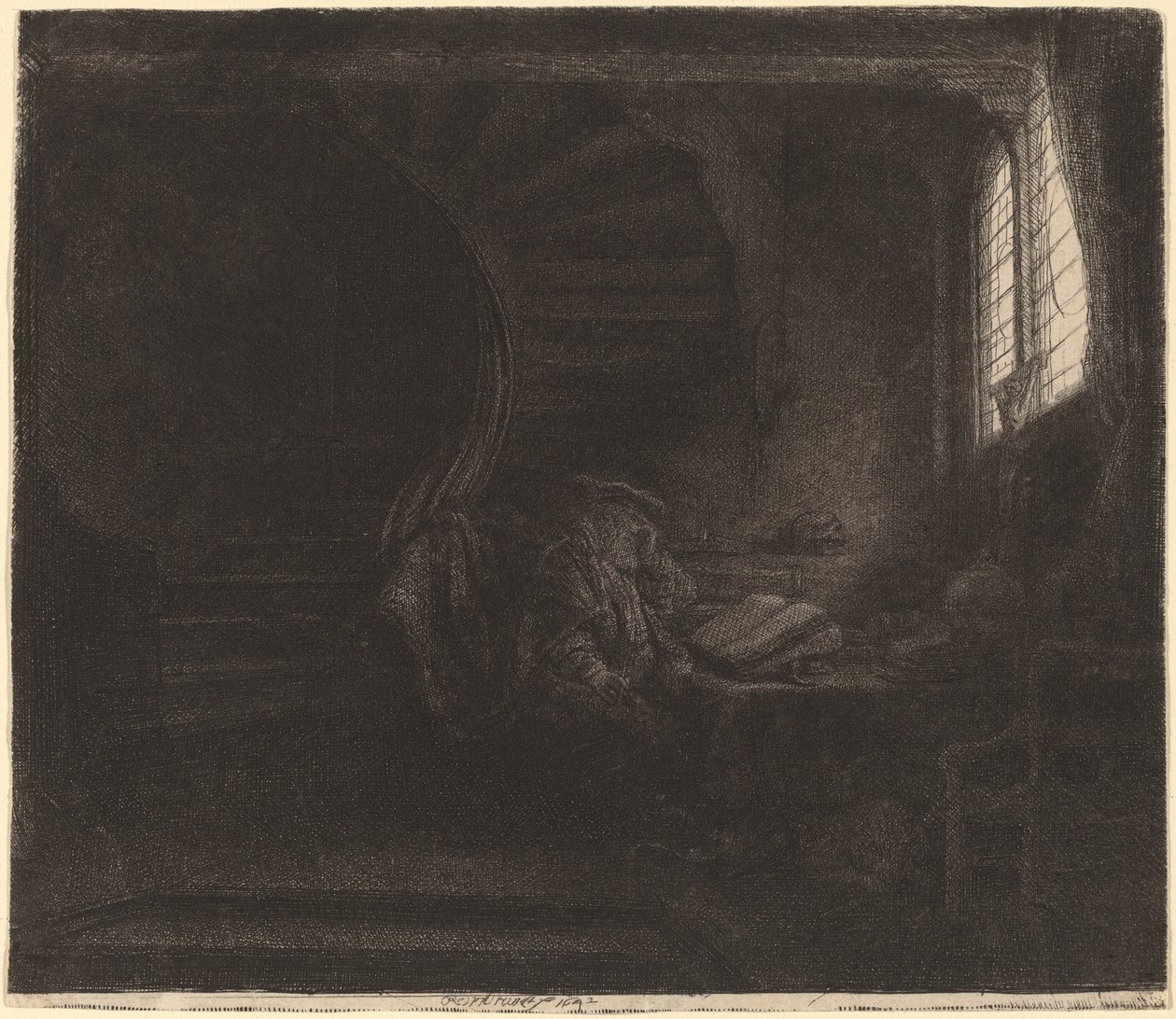 São Jerônimo em uma câmara escura de Rembrandt van Rijn