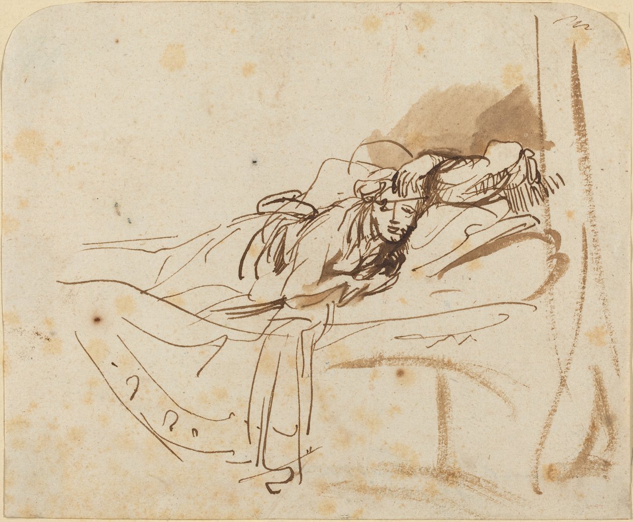 Saskia(?) Deitada na Cama de Rembrandt van Rijn
