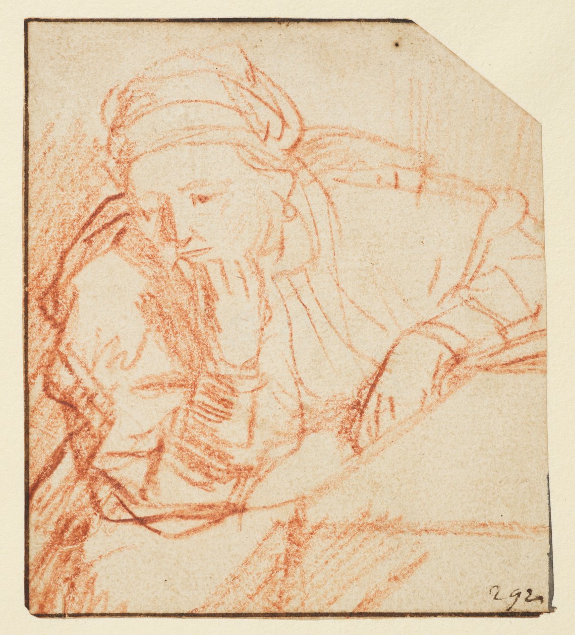Saskia sentado em uma mesa, de Rembrandt van Rijn