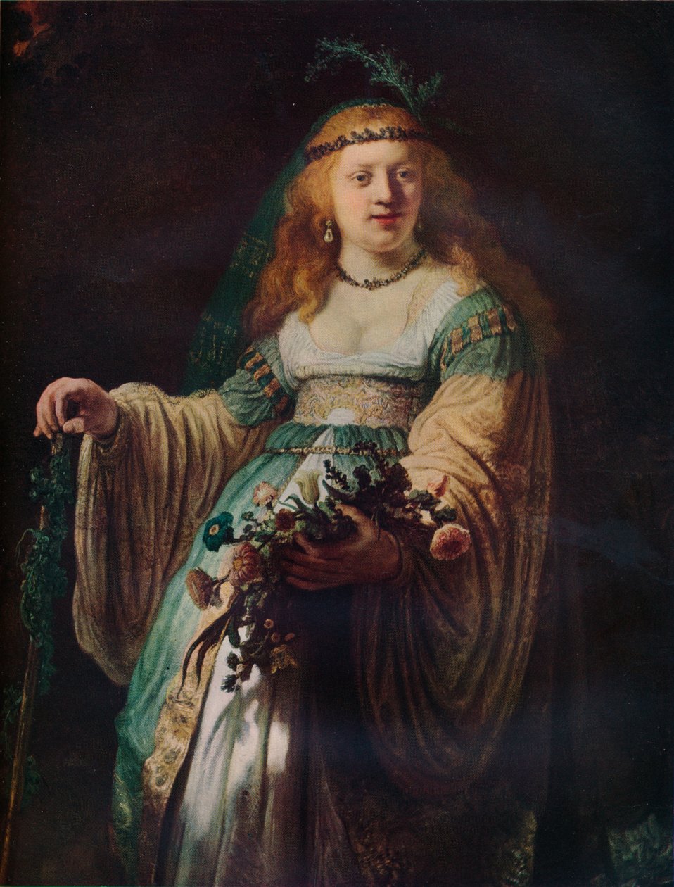 Saskia de Uylenburgh em traje arcádico, 1635 de Rembrandt van Rijn
