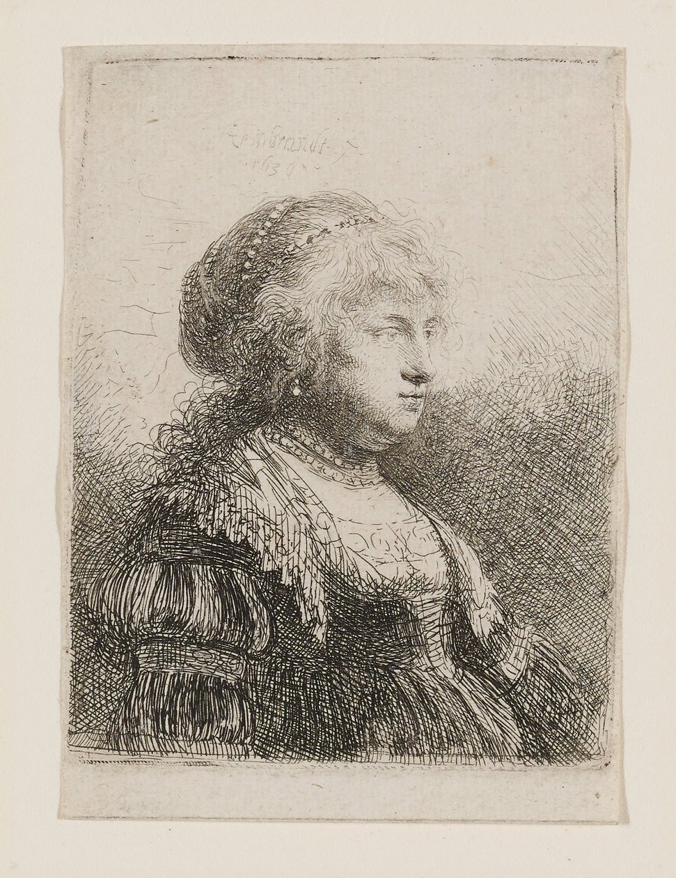 Saskia com pérolas no cabelo de Rembrandt van Rijn