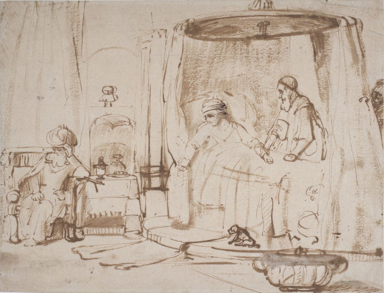 Cena da história de Antíoco e Estratônica de Rembrandt van Rijn