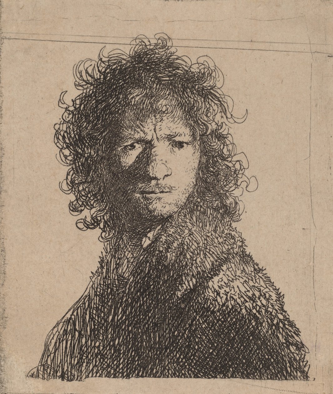 Auto-retrato, Carrancudo, 1630. de Rembrandt van Rijn