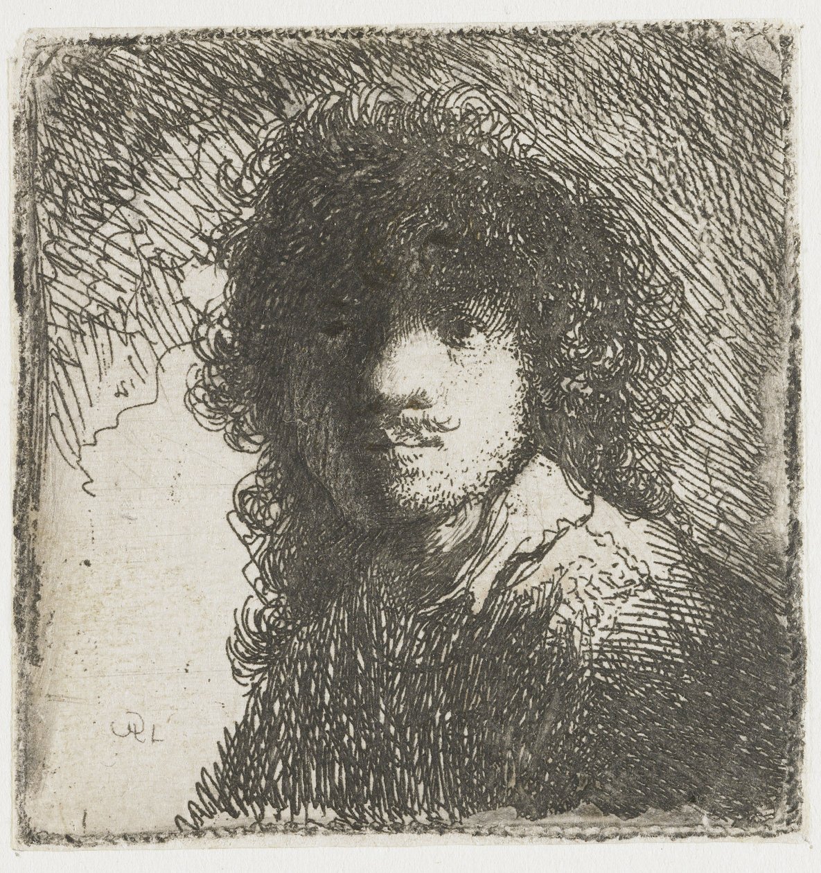 Auto-retrato, cerca de 1627. de Rembrandt van Rijn