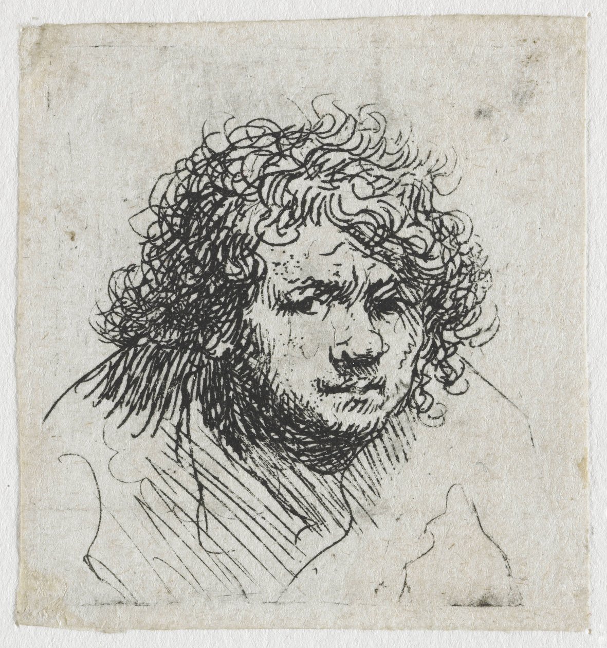 Auto-retrato inclinado para a frente: busto de Rembrandt van Rijn
