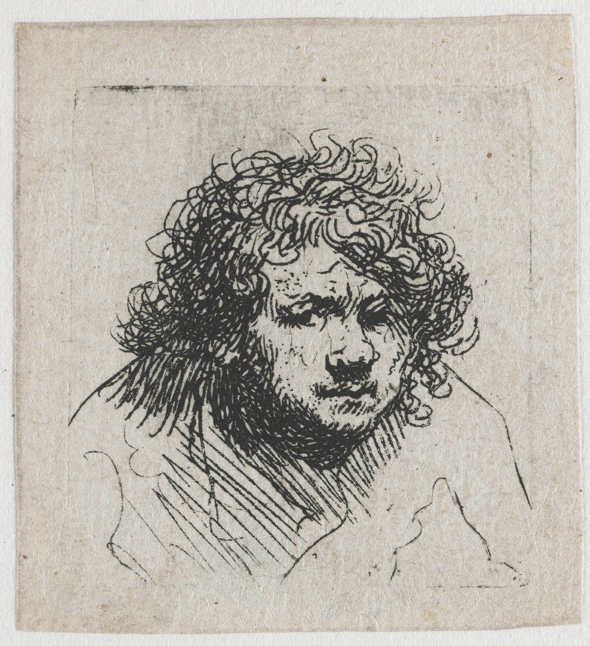 Autorretrato inclinado para a frente: busto de Rembrandt van Rijn