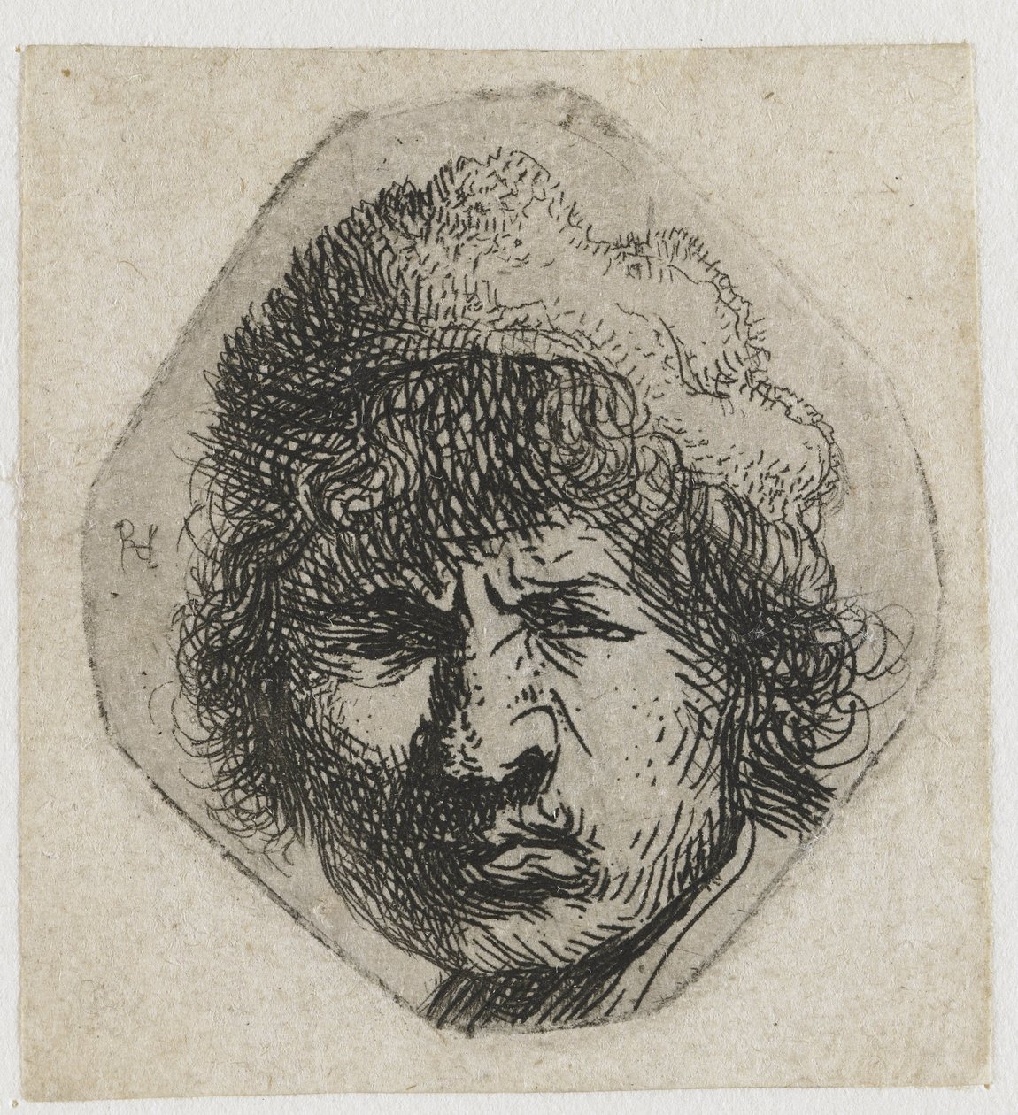 Auto-retrato com carranca de Rembrandt van Rijn