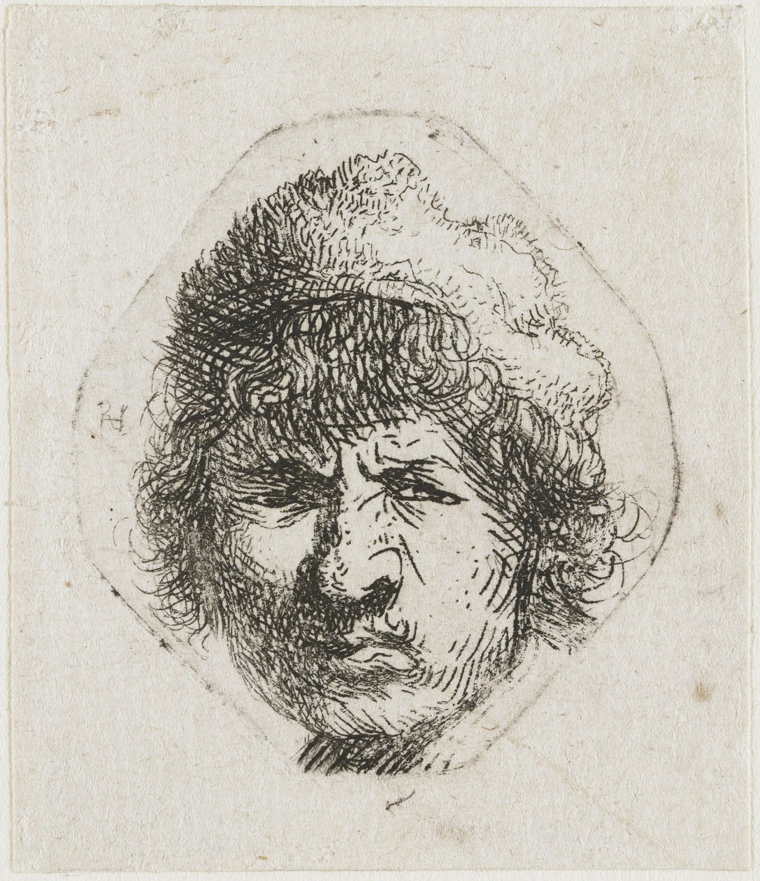 Auto-retrato carrancudo, ca 1631. de Rembrandt van Rijn