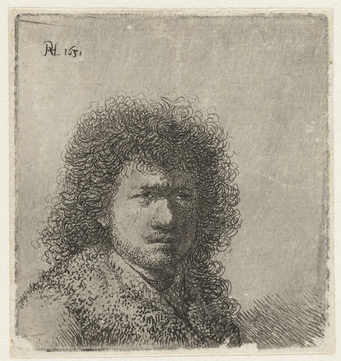 Auto-retrato com cabelo espesso: busto de Rembrandt van Rijn