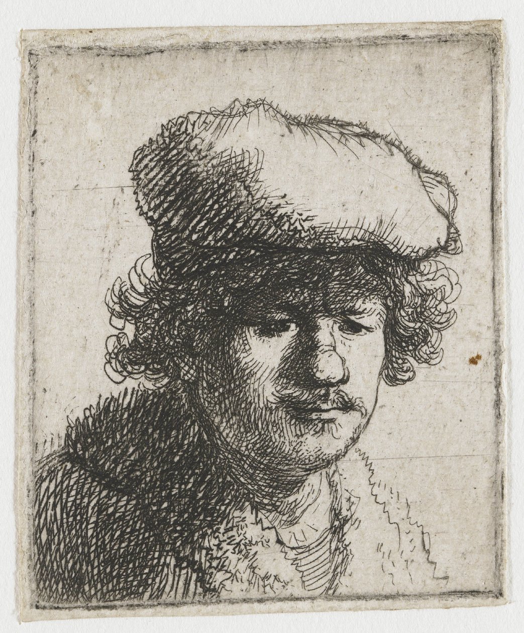 Auto-retrato com o boné puxado para a frente de Rembrandt van Rijn