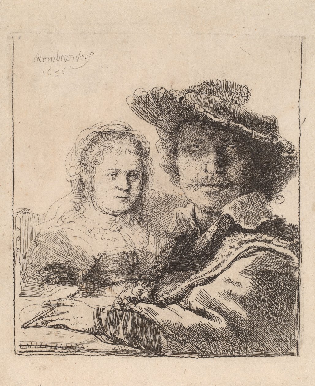 Auto-retrato com Saskia, 1636 de Rembrandt van Rijn