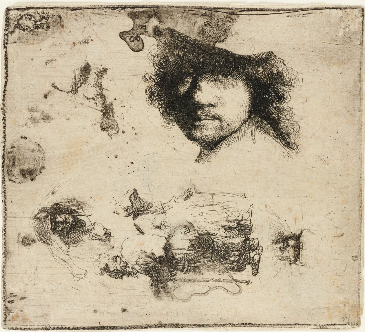 Folha de estudos, 1632. de Rembrandt van Rijn
