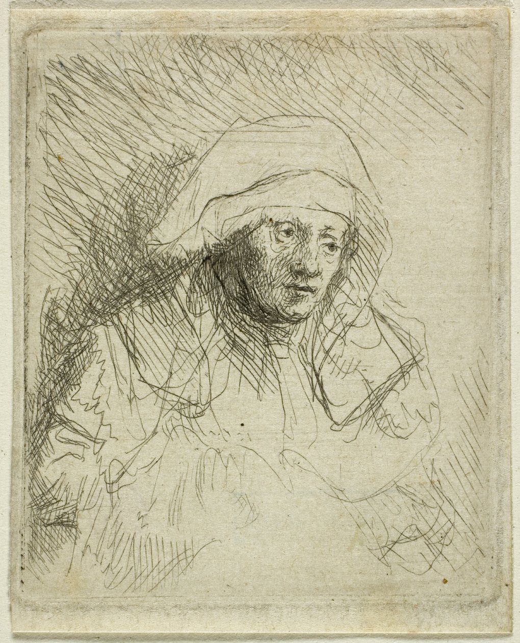 Mulher doente com um grande cocar branco (Saskia) de Rembrandt van Rijn