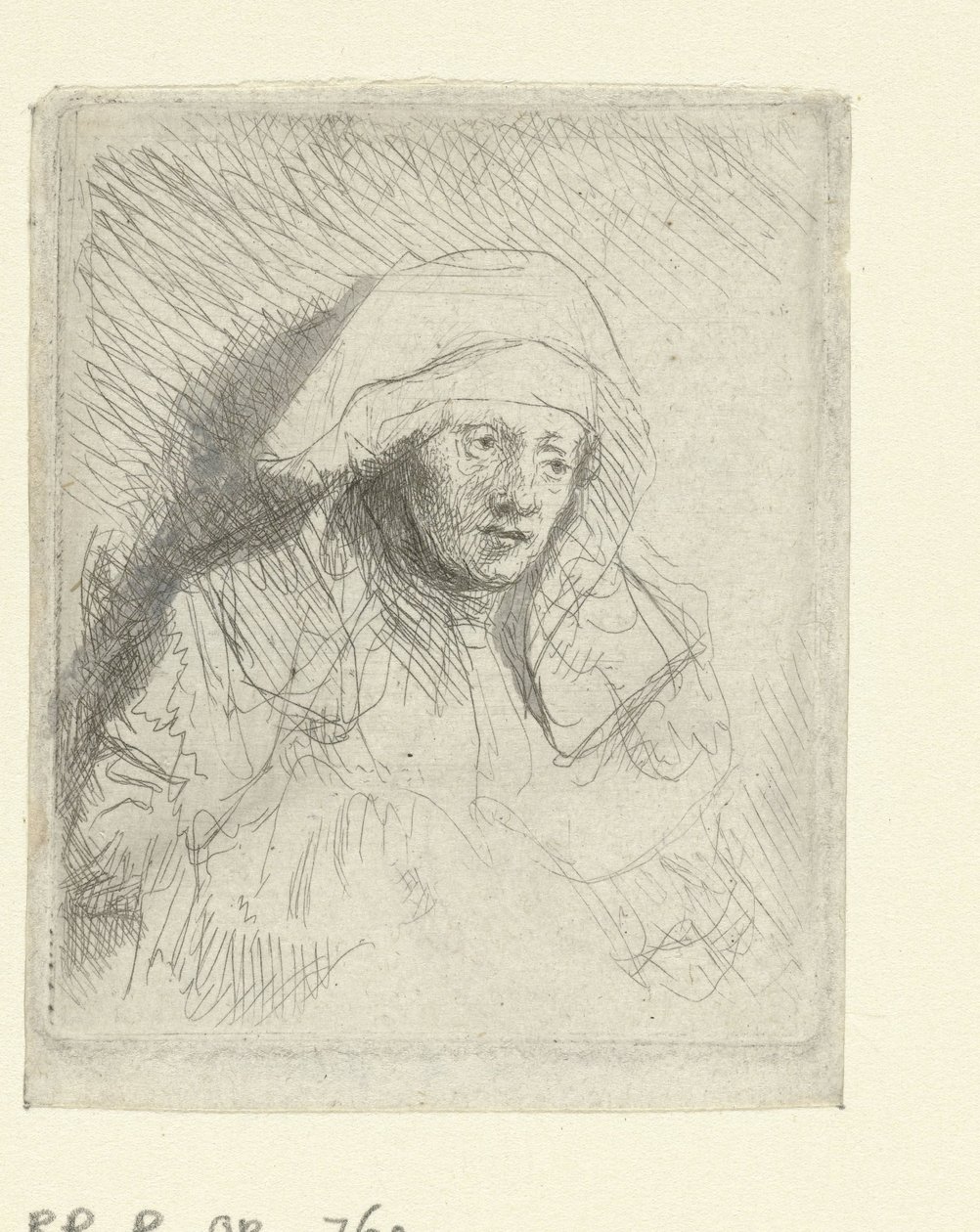 Mulher doente com um grande cocar branco (Saskia) de Rembrandt van Rijn