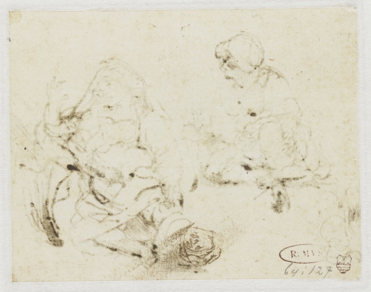 Pequeno Estudo da Cabeça da Mulher Doente de Rembrandt van Rijn