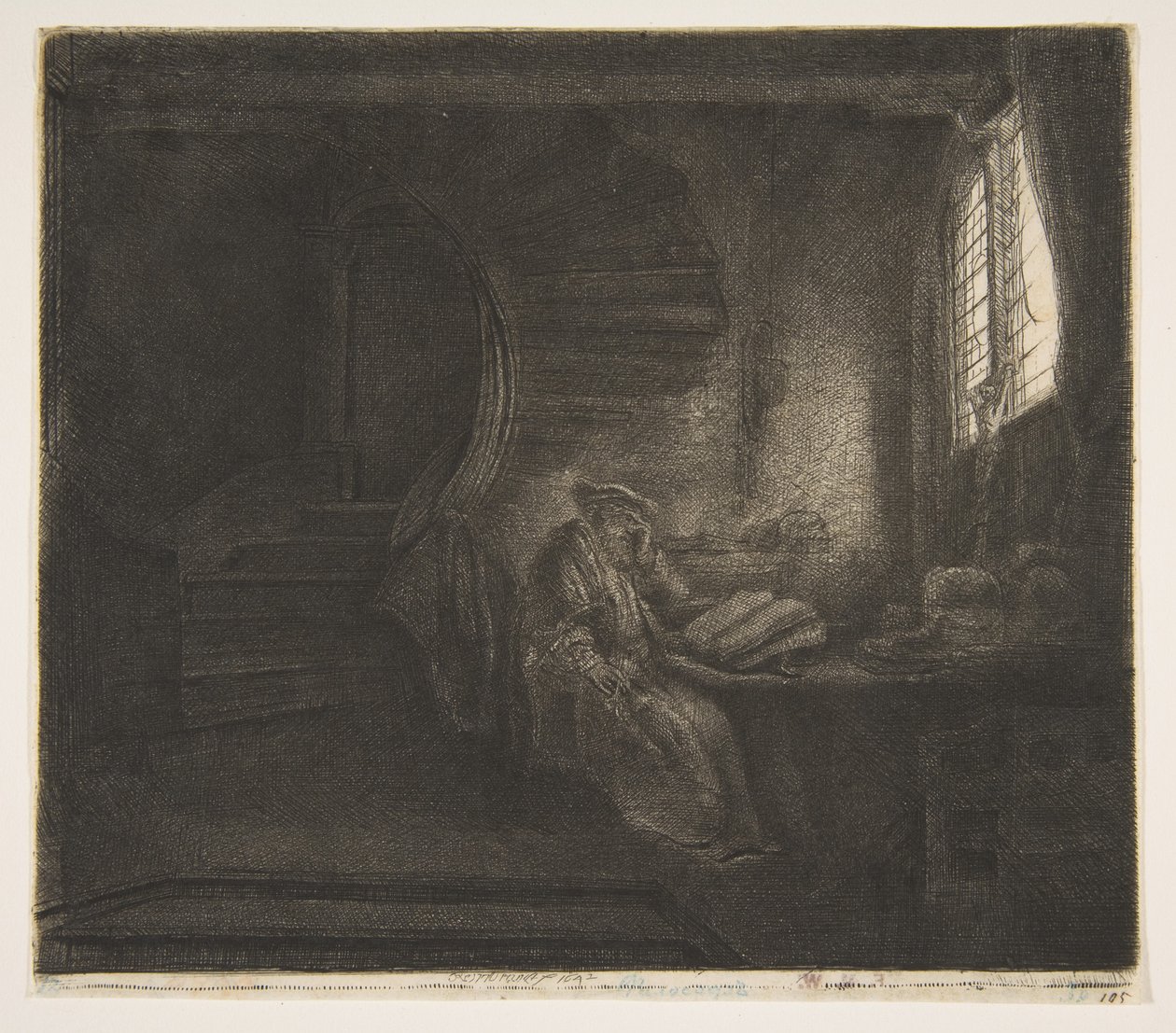 São Jerônimo em uma câmara escura, 1642. de Rembrandt van Rijn