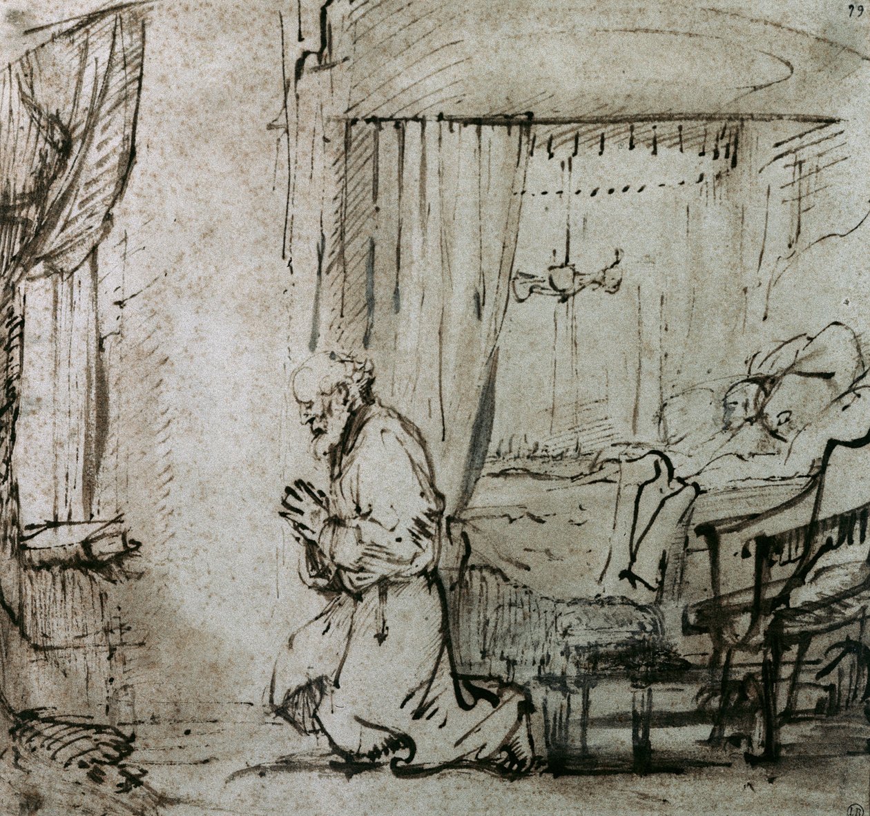 A oração de São Pedro antes do surgimento de Tabita, c.1654-55 de Rembrandt van Rijn