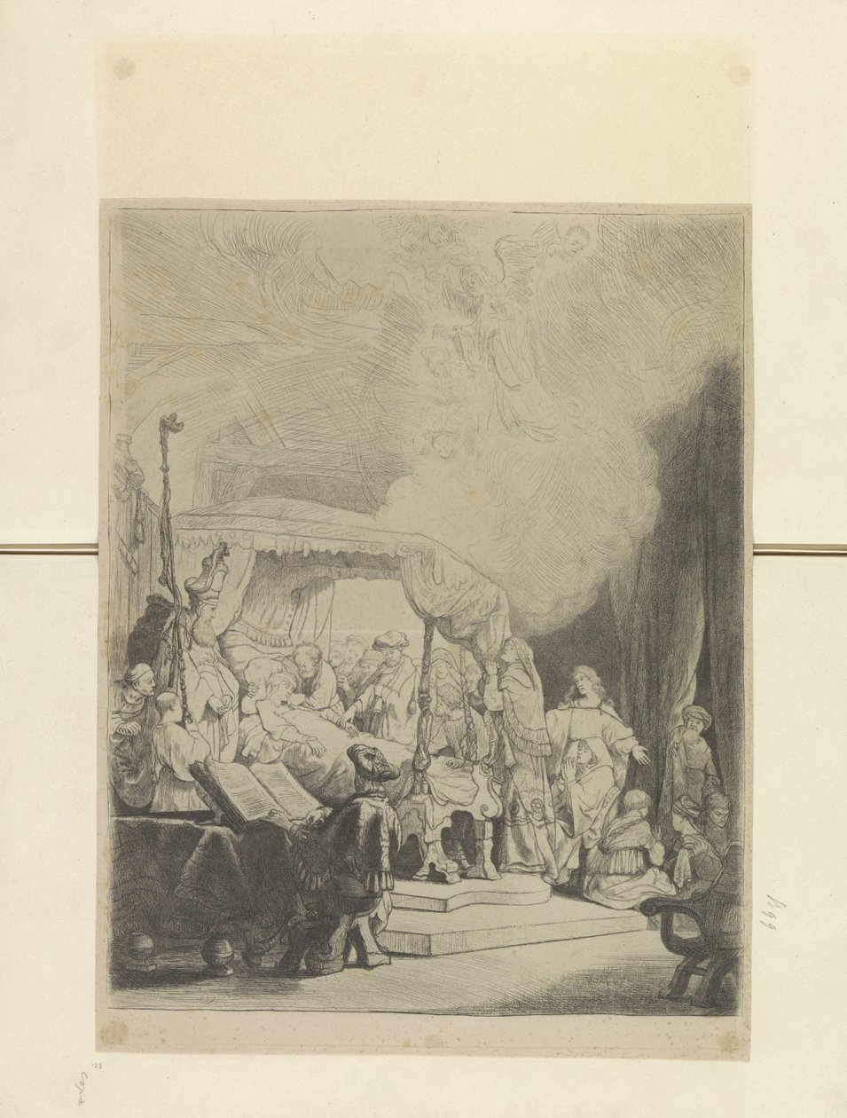 Sterfbed van Maria Coleção de oitenta e cinco gravuras originais (título da série) de Rembrandt van Rijn