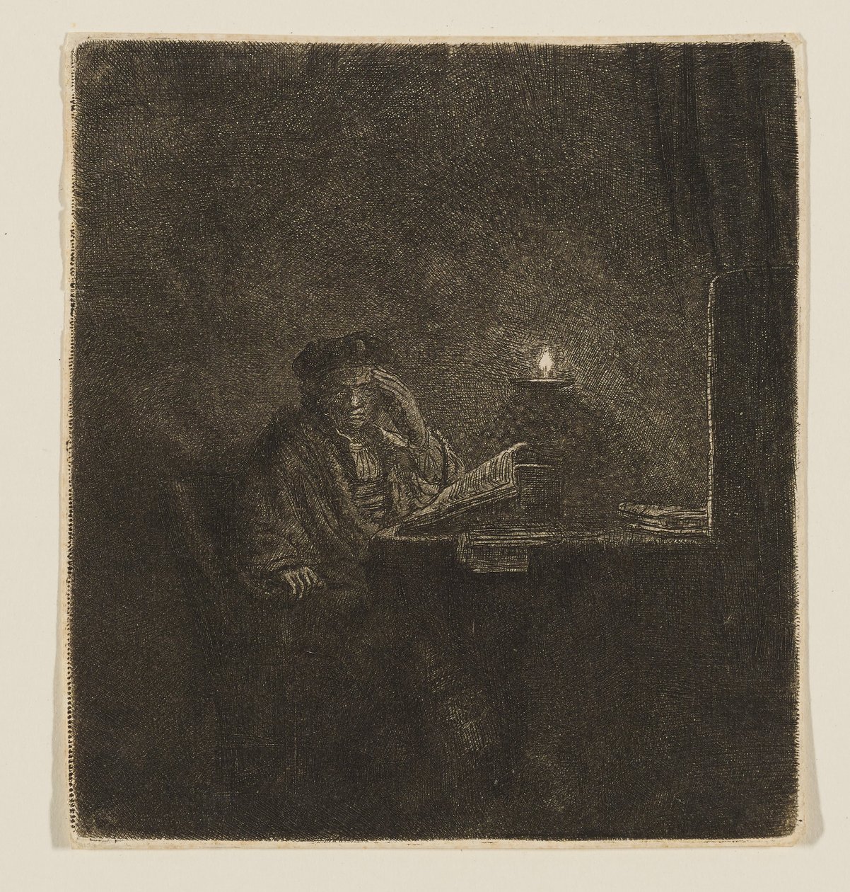 Estudante à luz de uma vela de Rembrandt van Rijn