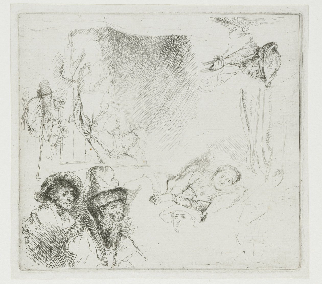 Desenho com uma mulher doente na cama de Rembrandt van Rijn