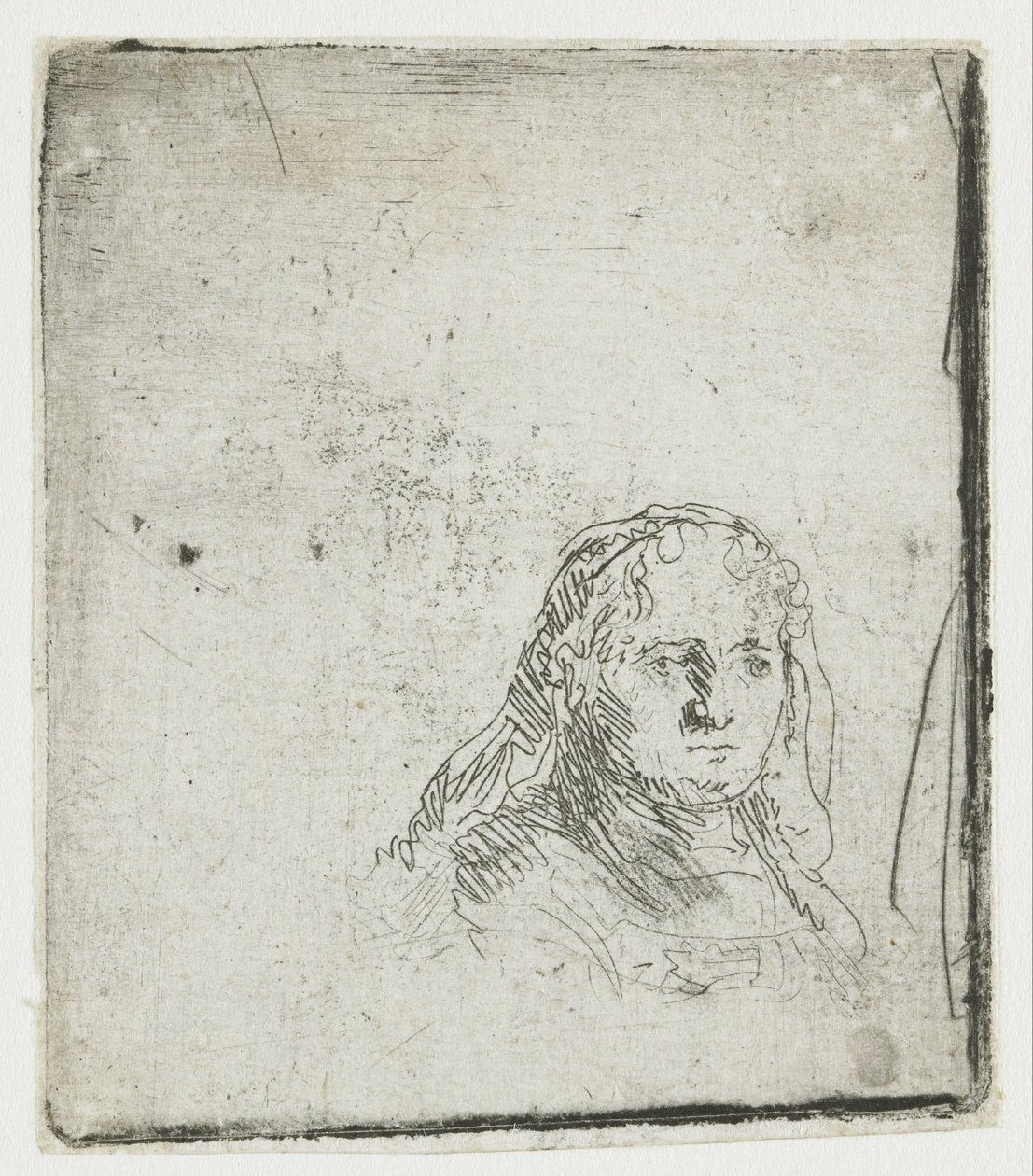 Estudo da Cabeça de uma Mulher de Rembrandt van Rijn