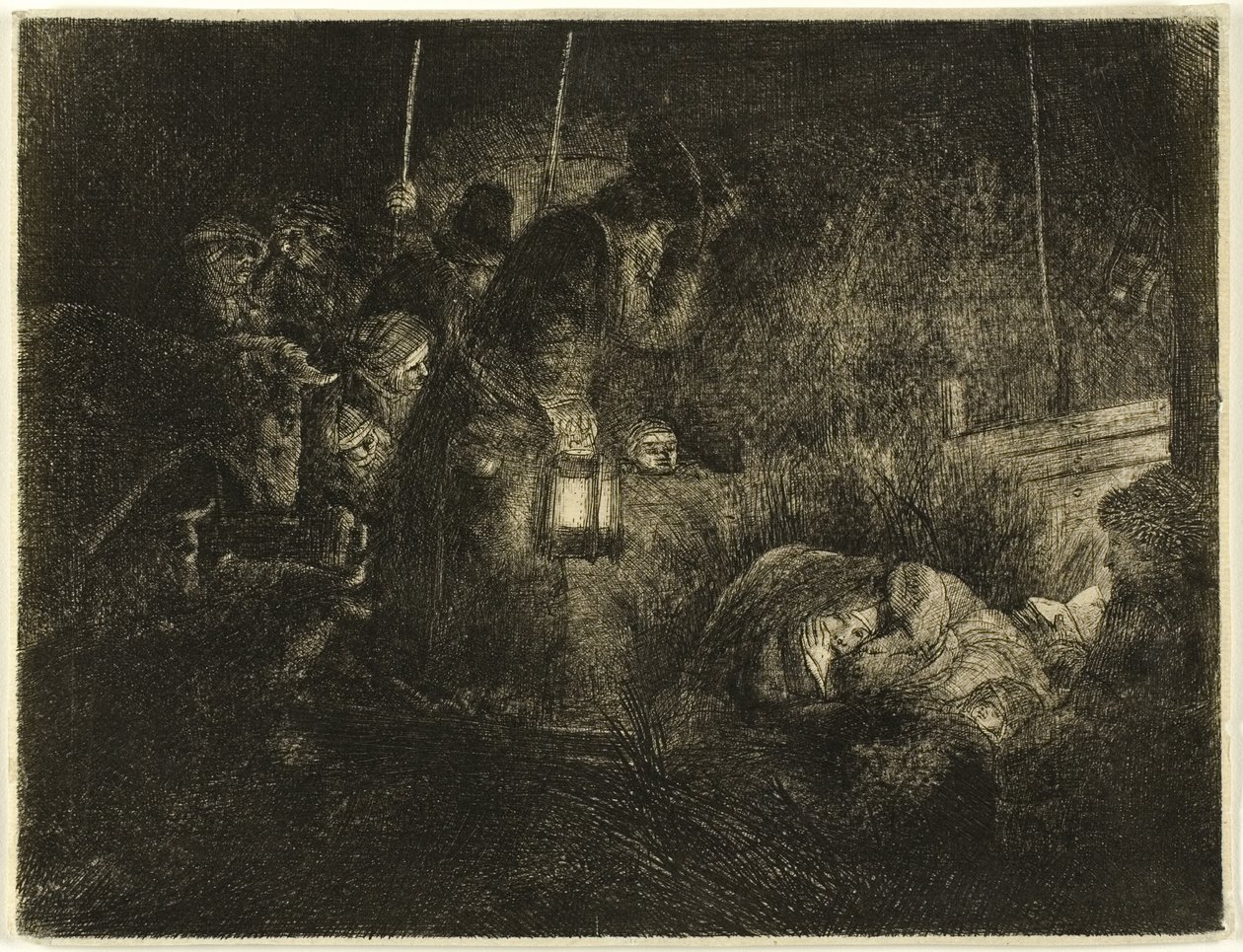 A Adoração dos Pastores: Uma Peça Noturna de Rembrandt van Rijn