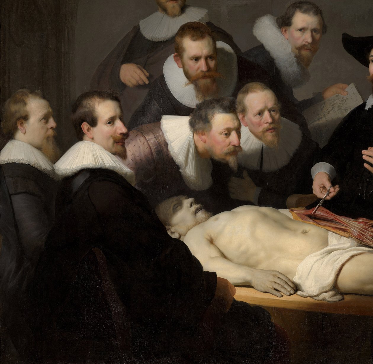 A lição de anatomia do Dr. Nicolaes Tulp, 1632 (detalhe de 7543) de Rembrandt van Rijn